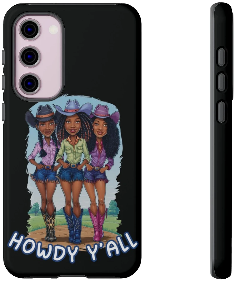 3 Black Cowgirls - Texas Hold-em - Melanin Country - Samsung Galaxy S22 S23 S24 - Cell Phone - Tough Cases 1 3 Black Cowgirls - Texas Hold-em - Melanin Country - Samsung Galaxy S22 S23 S24 - Cell Phone - Tough Cases